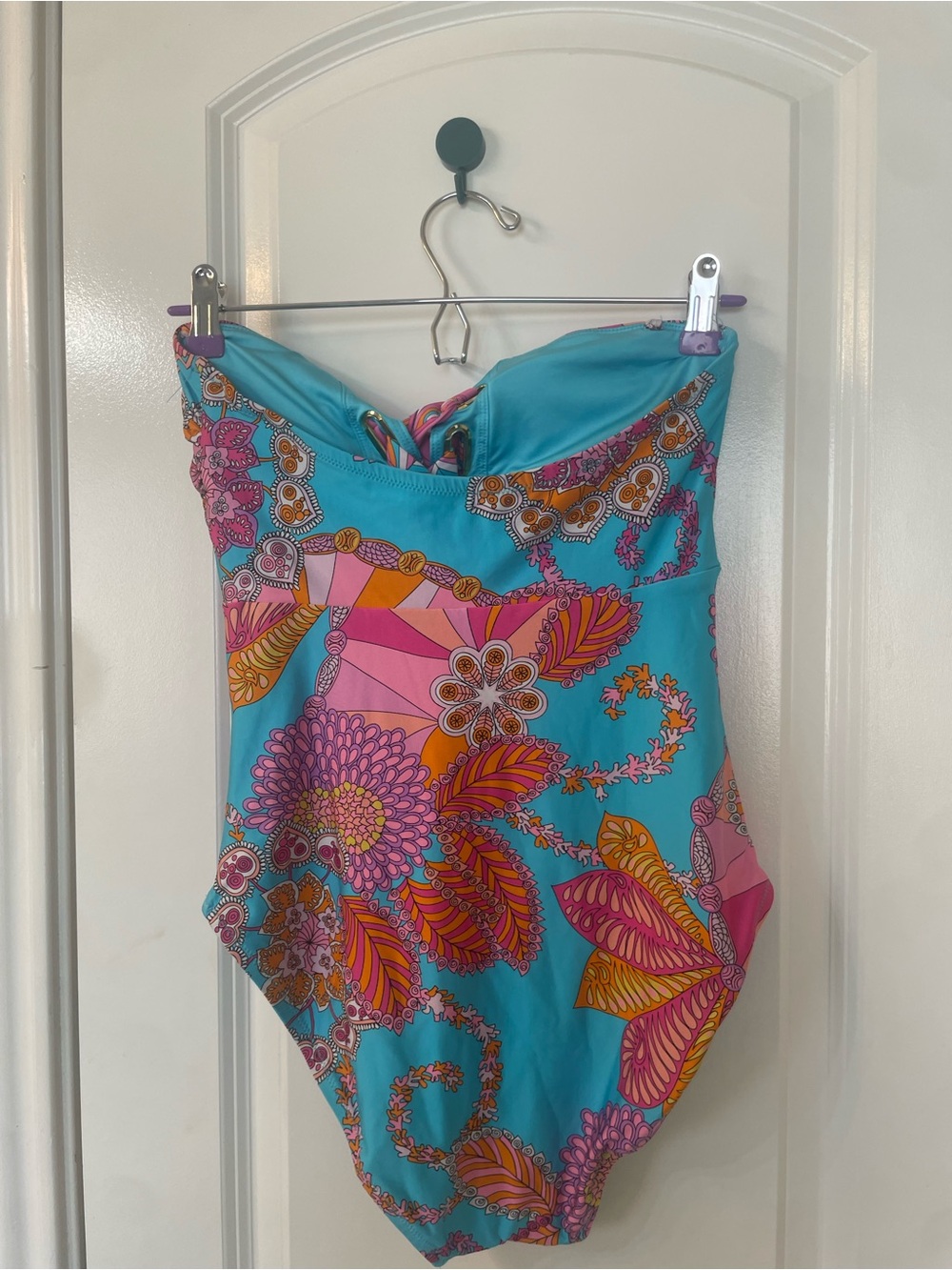 Strapless One-Piece Swimsuit in Pink & Turquoise - Picture 6 of 6